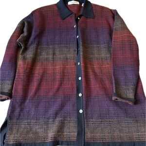 Valerie Stevens Black and Red 100% Merino Wool Top